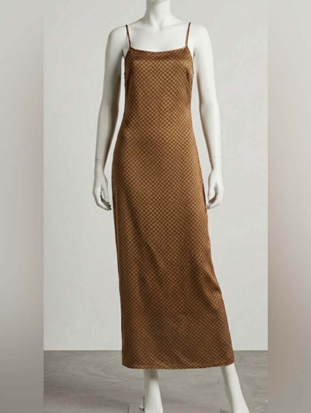 Vans Camden Brown Checker Slip Maxi Dress (Sz M) Chic Streetwear Everyday Femme